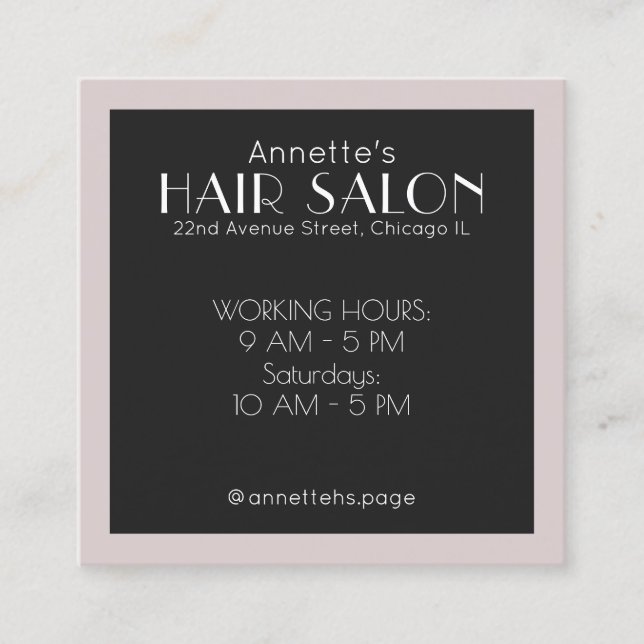 Cartão De Visita Quadrado Cobrir quadro elegante elegante (Frente)