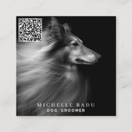 Cartão De Visita Quadrado Codificador de Cães Código QR Mídia Social