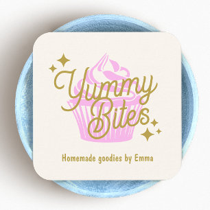 Cartão De Visita Quadrado Codificador de Cupcakes retrorreflector rosa