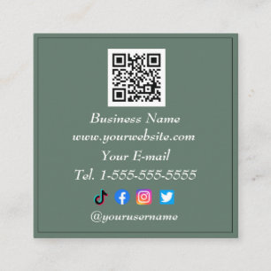 Cartão De Visita Quadrado Codificador de logotipo de código QR de mídia soci