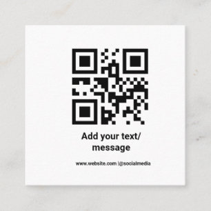 Cartão De Visita Quadrado código de barras personalizado simples adicionar 