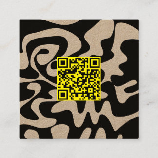 Cartão De Visita Quadrado Código QR Amarelo Canário com Squiggles Retro Kraf
