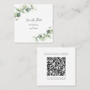 Cartão De Visita Quadrado Código QR Botânico Eucalyptus Salve a placa de dat