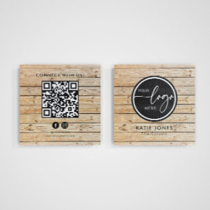 Cartão De Visita Quadrado Código QR Carpinteiro Logotipo Personalizado Conec
