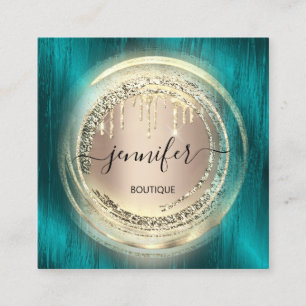 Cartão De Visita Quadrado Código QR Compro de logotipo Blush Rosa Dourado Te