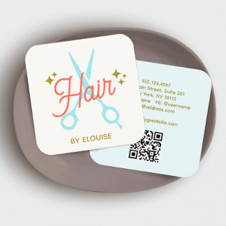 Cartão De Visita Quadrado Código QR da tesoura de hairdreser de corte
