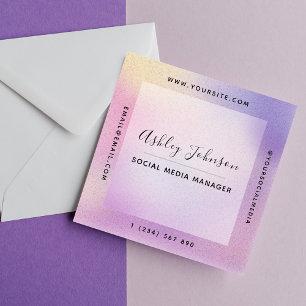 Cartão De Visita Quadrado Código QR das Mídias Sociais com Gradiente Roxo Ro