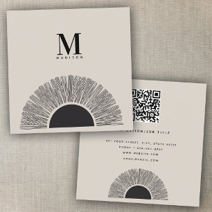 Cartão De Visita Quadrado Código QR de Abstrato sunset preto e bege moderno
