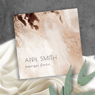 Cartão De Visita Quadrado Código QR de Agato de Glitter bege Dourado Elegan