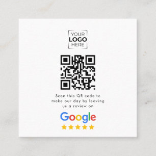Cartão De Visita Quadrado Código QR de Avaliação do Google Negócios