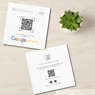 Cartão De Visita Quadrado Código QR de avaliação do Google para mídia social