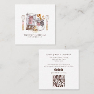 Cartão De Visita Quadrado Código QR de Confeiteiro de Água Colorida Artesana