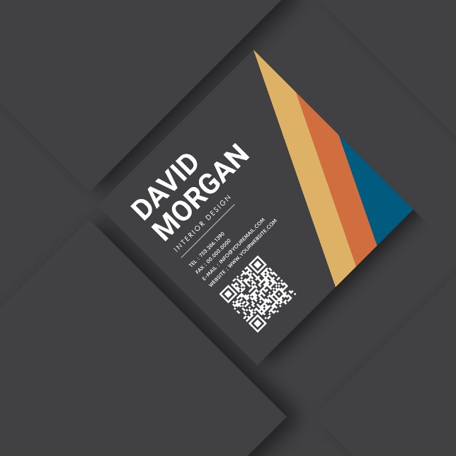 Cartão De Visita Quadrado Código QR de faixas retrorreflectoras (Criador carregado)