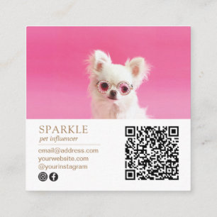 Cartão De Visita Quadrado Código QR de Foto Dupla Personalizado Moderno