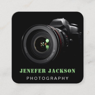 Cartão De Visita Quadrado Código QR de Foto   Fotografia BLACK