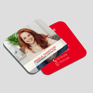 Cartão De Visita Quadrado Código QR de Foto Moderna Conecte-se Comigo Praça 