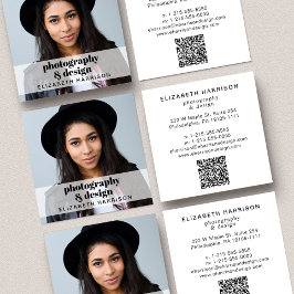 Cartão De Visita Quadrado Código QR de Foto Profissional