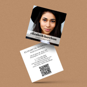 Cartão De Visita Quadrado Código QR de Foto Profissional