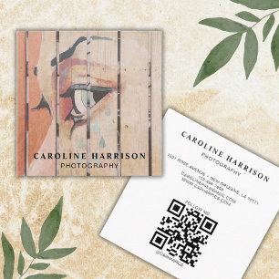 Cartão De Visita Quadrado Código QR de Foto Profissional Minimalista Moderno