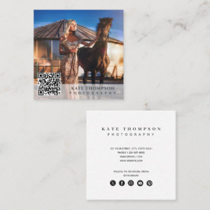 Cartão De Visita Quadrado Código QR de Fotografia Profissional Moderna
