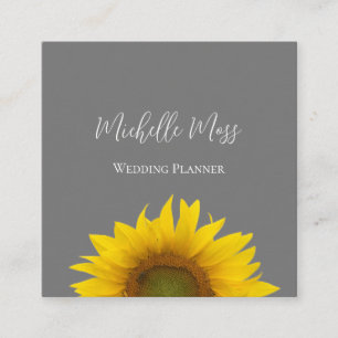 Cartão De Visita Quadrado Código QR de girassol moderno Cinzas legíveis