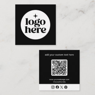 Cartão De Visita Quadrado Código QR de Logo de Mídia Social Personalizado