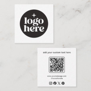 Cartão De Visita Quadrado Código QR de Logo de Mídia Social Personalizado