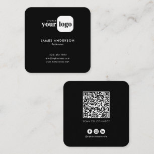 Cartão De Visita Quadrado Código QR de Logo Personalizado Minimalista Modern