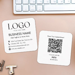 Cartão De Visita Quadrado Código QR de Logo Personalizado Moderno Minimalist