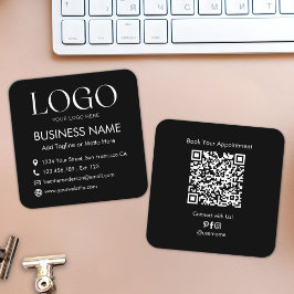 Cartão De Visita Quadrado Código QR de Logo Personalizado Moderno Minimalist