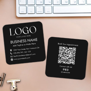 Cartão De Visita Quadrado Código QR de Logo Personalizado Moderno Minimalist