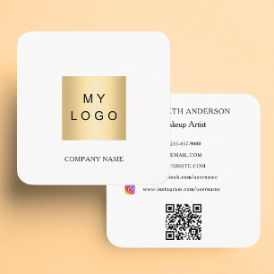 Cartão De Visita Quadrado Código QR de logotipo mídia social marca cor minim