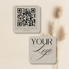 Cartão De Visita Quadrado Código QR de Logotipo Mínimo Simples Texto Persona