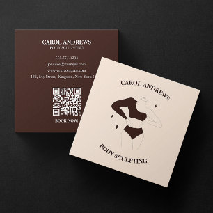Cartão De Visita Quadrado Código QR de Massagem de Cera para Escultura Corpo