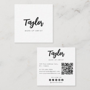 Cartão De Visita Quadrado Código QR de Mídia Social de Nome Personalizado Pr