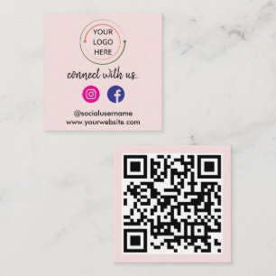 Cartão De Visita Quadrado Código QR de Mídia Social Moderna   Retrato Minima