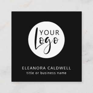 Cartão De Visita Quadrado Código QR de mídia social Seu logotipo é preto