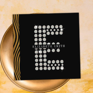 Cartão De Visita Quadrado Código QR de Monograma Inicial de Diamante Ouro Pr