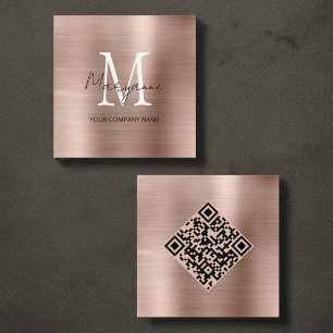 Cartão De Visita Quadrado Código QR de Monograma Minimalista