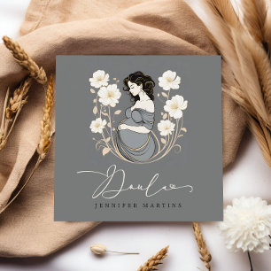 Cartão De Visita Quadrado Código QR de Nascimento e Pós-Parto Doula