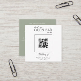 Cartão De Visita Quadrado Código QR de Orçamento Bar Aberto Casamento de Sáb