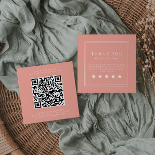 Cartão De Visita Quadrado Código QR de Rosa Bege Minimalista da AVERY Deixe