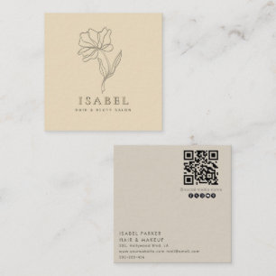 Cartão De Visita Quadrado Código Qr do abstrato floral letterpress profissio