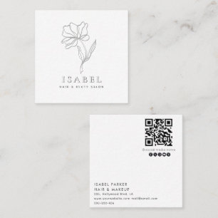 Cartão De Visita Quadrado Código Qr do abstrato floral letterpress profissio