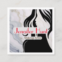 Cartão De Visita Quadrado Código QR do Artista de Maquiagem Mínima Moderna d