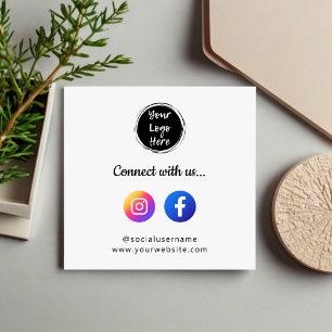 Cartão De Visita Quadrado Código QR do Instagram e Facebook para Redes Socia