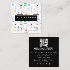 Cartão De Visita Quadrado Código QR do Laboratório de Teste de Ciência da Qu