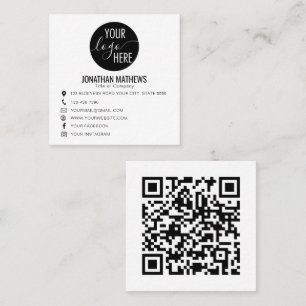 Cartão De Visita Quadrado Código QR do Logotipo Básico Clássico da Empresa P