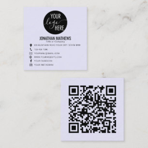 Cartão De Visita Quadrado Código QR do Logotipo de Empresa Profissional Clás