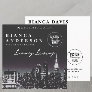 Cartão De Visita Quadrado Código QR do logotipo de negócios do imóvel do lux